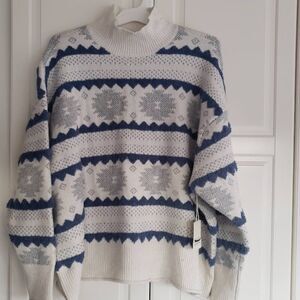 Womens 2X - ANA Mock Neck Nordic Sweater - NEW
